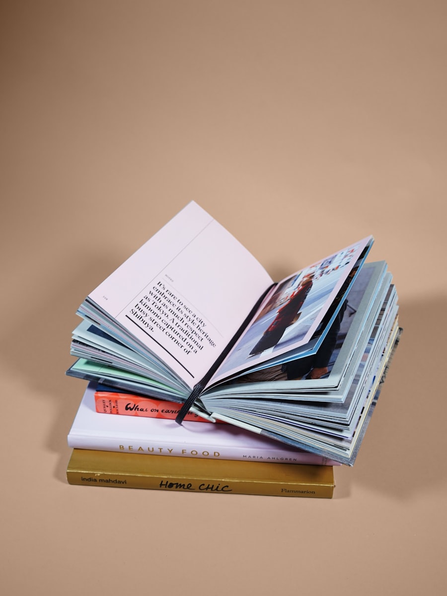 An open case-bound book showing printed pages